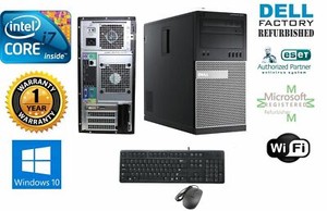 Dell Desktop 9010 Tower Intel i7 16GB Ram 1TB SSD Windows 10 Pro 64 Blutooth