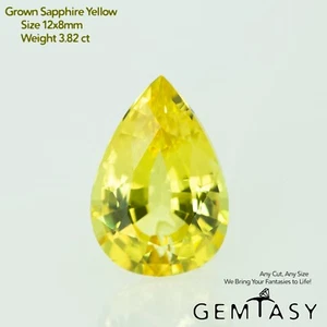 Piedra cortada - amarillo zafiro Czochralski (Tirado) cultivado en laboratorio, faceta 12x8mm 3,82ct - Imagen 1 de 3