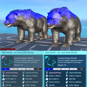 Top Stat Subzero Dire Bear Mating Pair - Ark Survival Ascended Crossplay PVE - Picture 1 of 3