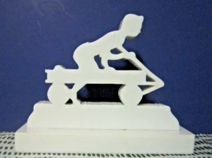 Hand Carved Boy in Wagon Made from Corian Slab Big Bend - Picture 1 of 6