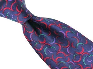 Corbata de seda Gianni Versace azul marino barroco oro cabeza de medusa llave griega - Imagen 1 de 5