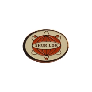 Vintage SHUR-LOK Aerospace Logo Lapel Pin Oval Enamel Badge Red White Gold Tone - Picture 1 of 10