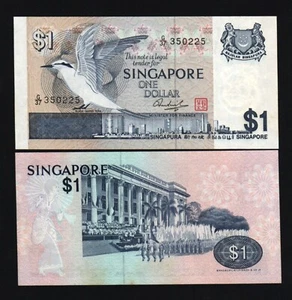 Singapore 1 DOLLAR P-9 1976 Black Napped Tern BIRD UNC Singaporean Dancers NOTE - Picture 1 of 3