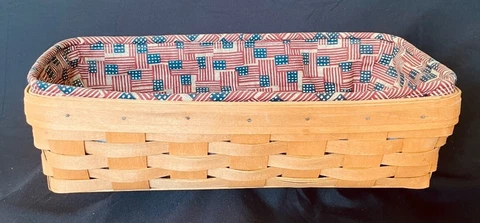 Longaberger Bread Basket with Old Glory Fabric Liner 2005 Cover