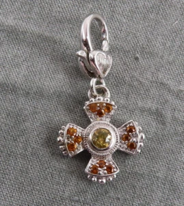 Judith Ripka Plata Esterlina Dije Colgante Cruz Maltesa Piedras Preciosas Citrino 97f - Imagen 1 de 7