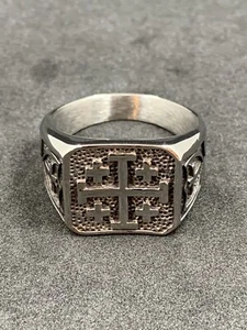 Tempelritter Herrenring Freimaurerritter Templersiegel Edelstahlring - Bild 1 von 7