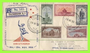 New Zealand 1950 Centenary of Canterbury set First Day Cover, Reg. Canpex/Christ - Picture 1 of 1