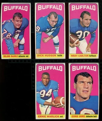 1965 TOPPS Buffalo Bills - 5 Different Cards 26, 31, 38, 39, and 44 - NICE! - Image 1 of 2