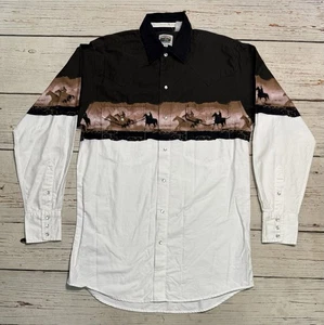 Cumberland Outfitters Pearl Snap Shirt Horse Stampede Long Sleeves Men’s Sz M - Picture 1 of 17