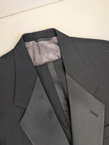 Christian Dior 1 Button 2 Piece Tuxedo Suit Mens 42R 36x29 Black Solid Dinner - Picture 1 of 10