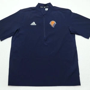 TEAM ISSUED adidas Bucknell Bison navy short sleeve 1/4 zip shirt Adult LARGE L - Picture 1 of 8