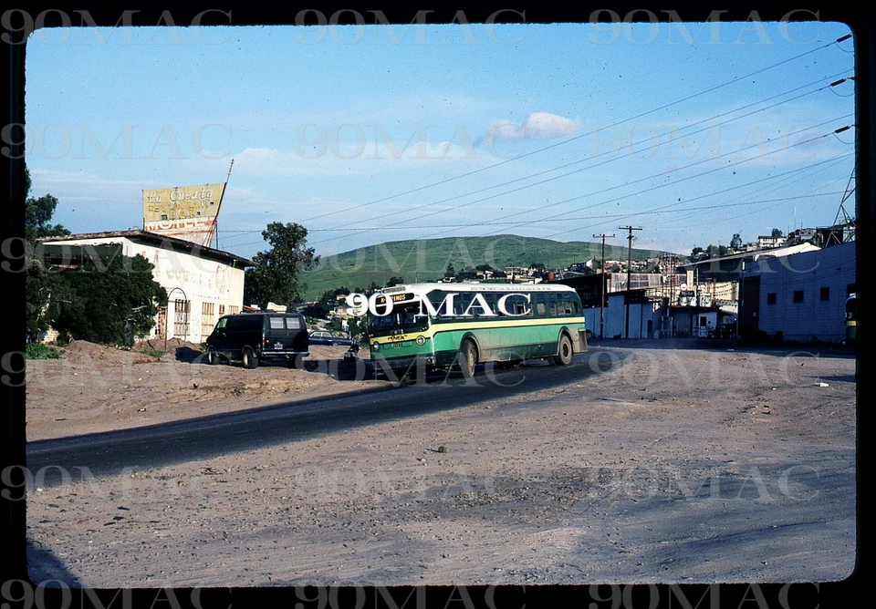 VERDE Y CREMA. Autobús GM #172. Tijuana (MX). Diapositiva original 1983. Foto 1 de 1
