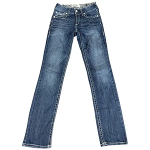 ARIAT Jeans Women Size 28L (28x33) Blue Bootcut Real Denim Cowboy Stitch Western - Picture 1 of 4