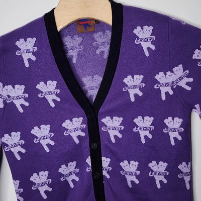 Heaven By Marc Jacobs Logo Knit Cardigan Sweater Purple Women's Size XL RARE - Image 1 of 4