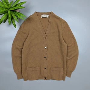 Vintage Lyle & Scott Lambswool Wool Cardigan Sweater Brown Scotland Women’s XS/S - Picture 1 of 15
