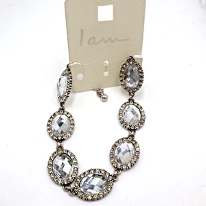 Bracciale strass I AM scintillante grosso ballo tono argento sposa fata angelo - Foto 1 di 3