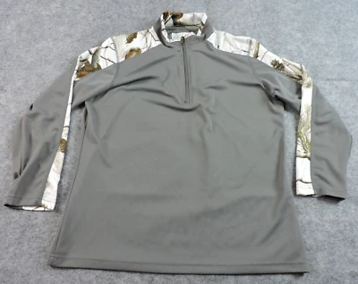 Moutainaire Realtree Mens Large Camo Pullover 1/4 Zip Mock Neck Top Shirt - Image 1 of 4