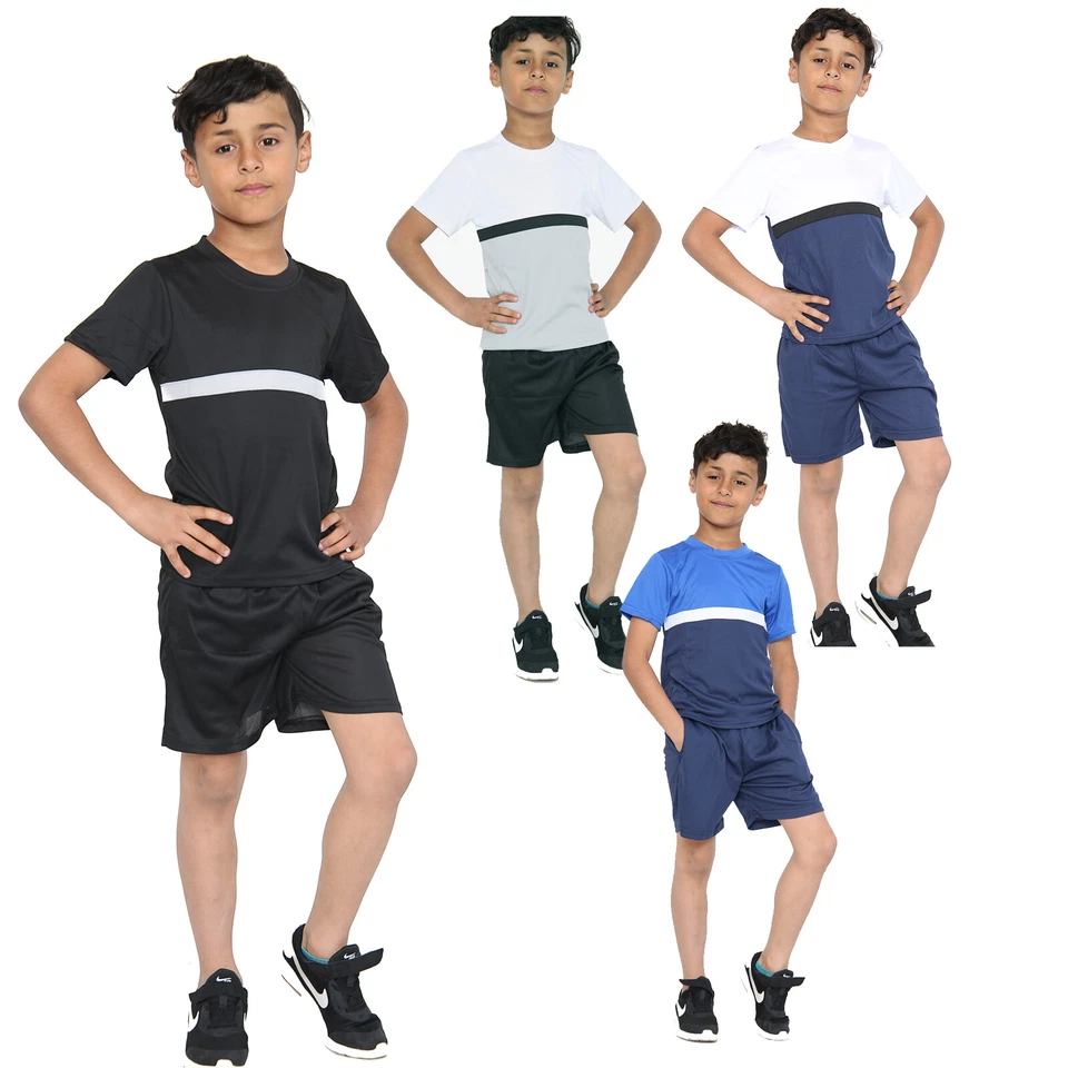 SERGIO ITALIA Kinder Jungen T-Shirt Shorts Oberteil Sommer Sport Gym PE Freizeit Lounge Short Full Set