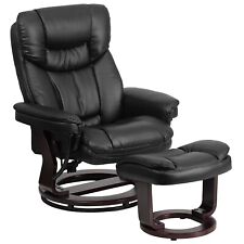 Flash Furniture Contemporary Black Leather Recliner and Ottoman With Swiveling