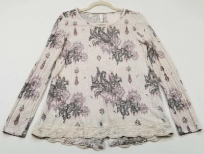 Xhilaration 女式大号几何花边弹力长袖波西米亚套衫 — 第 1/4 张图片