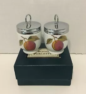 Two Royal Worcester Evesham Peach/Berries Egg Coddlers In Box Vintage - Picture 1 of 7