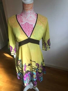 Next Kaftan-Damenkleid limettengrün Blumendetail Größe 8 - Bild 1 von 6