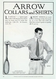 1913 Original Arrow Collars Ad. JC Leyendecker. LaSalle Collar w/ Deep Points - Picture 1 of 2