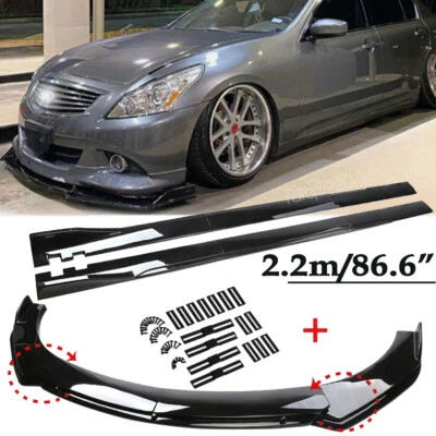 For Infiniti G35 G37 Front Bumper Lip Spoiler Splitter Body+86.6" Side Skirts Foto 1 de 4