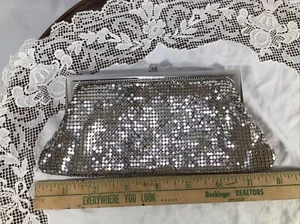 Whiting and Davis Silver Metal Mesh Small Evening Bag - Picture 1 of 5