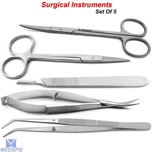 Chirurgische Iris Noyes Schere gebogene Baumwollpinzette Veterinärchirurgie Instrument - Bild 1 von 11