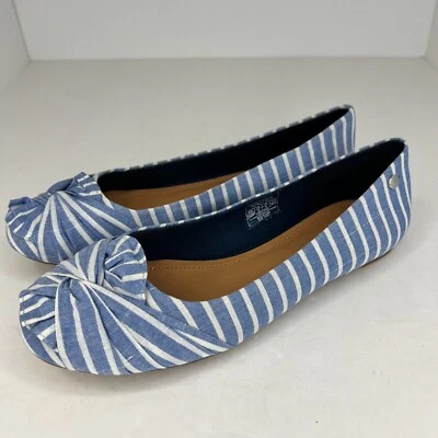 Nautica Womens Bayard Blue Striped Fabric Slip On Casual Size 10 Ballet Flats - Image 1 of 4