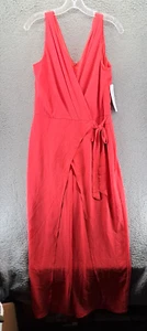 London Style Collection Midi Dress Womens 8 Red Cayenne Sleeveless Belted NWD - Picture 1 of 12