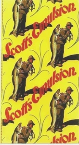 Póster original vintage Emulsión Scott Cuidado de la Salud Peces c.1900 - Imagen 1 de 1