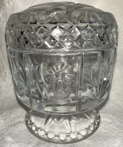 AVON Fostoria Floral Gänseblümchen Kompott Klarglas bedeckt Schmuck Schale - Bild 1 von 5