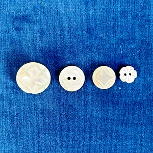 4 Vintage or Antique Mother of Pearl Buttons, 3 designs, 3/4-3/8in - Picture 1 of 5
