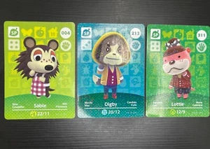 Lot 3 Cartes Amiibo Animal Crossing Sable 004 Digby 213 Lottie 311 Cousette Max - Picture 1 of 1