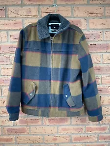 Quiksilver Lumber Jacket Mens Size M Checked Fleece Lined Pockets Sherpa Collar - Picture 1 of 13