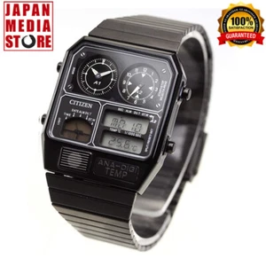 CITIZEN ANA-DIGI TEMP JG2105-93E Black Analog Digital Vintage Men Watch NEW BOX - Picture 1 of 9