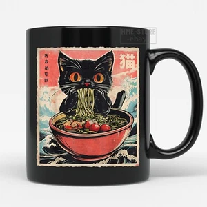 Taza de café Ramen Fideos Gato Japón Kawaii Retro Gato Manga Linda taza gráfica de anime - Imagen 1 de 4