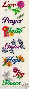 Sandylion LOVE PRAYER FAITH HOPE JOY PEACE GRACE Scrapbooking Stickers J43 - Picture 1 of 1