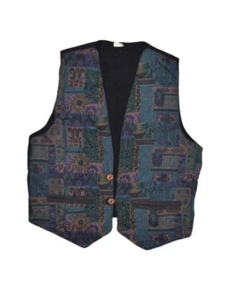 Ecuador Vest Size L Woven Plaid Tribal Wool Blend Waistcoat Tapestry Ecuadorian - Image 1 of 4