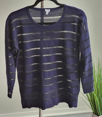 Top Pullover Bella NYC $88.00 Anthropologie Para Mujer Rayas Azul Marino. Talla S Foto 1 de 4