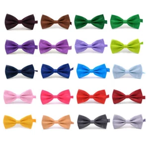 Bowtie Mens Adjustable Formal Wedding Party Necktie Bow Tie Solid Color Tuxedo - Picture 1 of 23