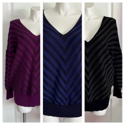 Suéteres a Rayas 3 Lane Bryant Talla 26/28 Púrpura, Azul y Negro  Foto 1 de 4