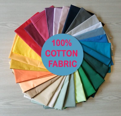 100% Cotton Fabric Material Solid Colours Quilting Craft Cotton 60" Wide 130gsm - Image 1 of 4