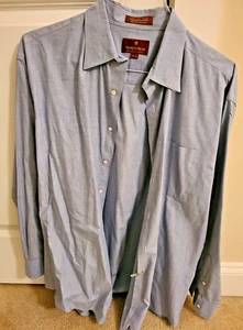 NORDSTROM RELAXED CLASSIC 100% COTTON BROADCLOTH BLUE DRESS SHIRT 15 1/2-34 - Picture 1 of 1