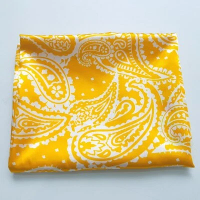 1 yard X 1.48 meter Paisley Print Satin Fabric Soft Scarf Material Lining - Image 1 of 4