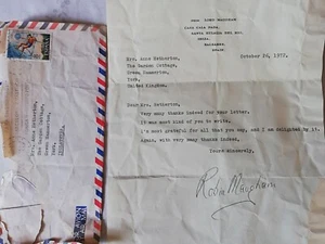1972 Hand signed printed thank you letter Robin Maughan 1916-1981 author - Picture 1 of 6