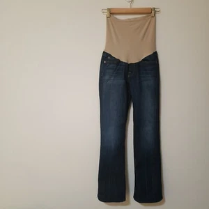 7 For All Mankind Womens Maternity Flare Jeans Size 28 Blue Pull-On Stretch USA - Picture 1 of 10
