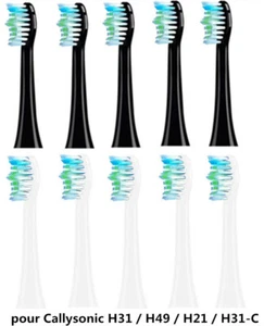 10x Cabezales de Cepillo de Dientes para Fairywill P81 y P80 Nuevo Diseño Negro/Blanco - Imagen 1 de 5